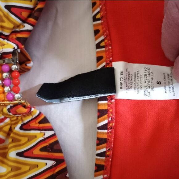 ABS 2 Pieces Classic Bikini 8 Padded Stripwire Top 6 Mlticlrd Beades Decorated - Picture 3 of 11